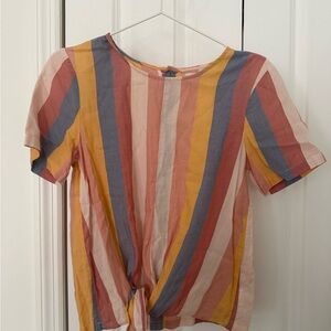 Madewell Button-Back Tie Tee in Sherbet Stripe